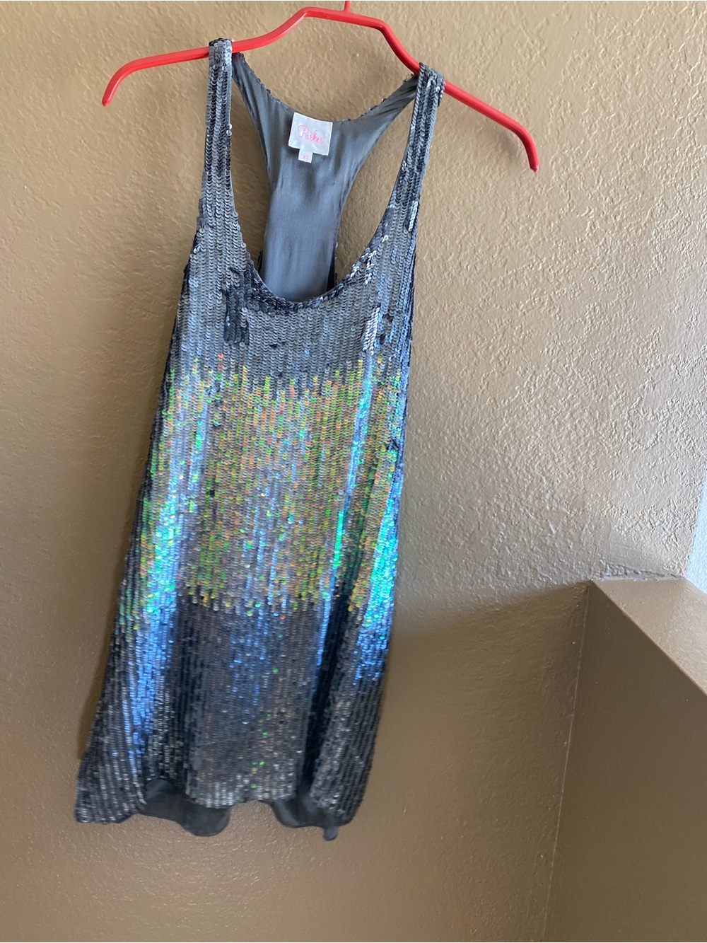 Parker Iridescent Sequin Racerback Camisole - Silver/Green/Blue